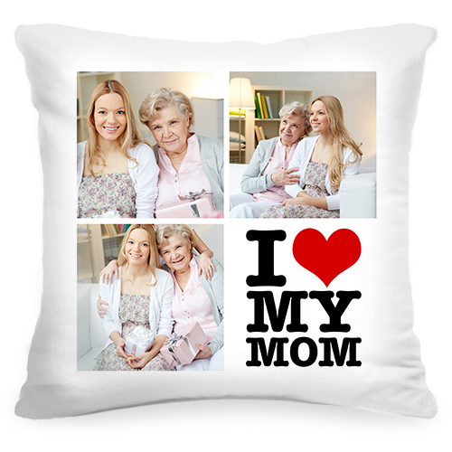 Подушка с Вашим фото «I love my mom» - фото