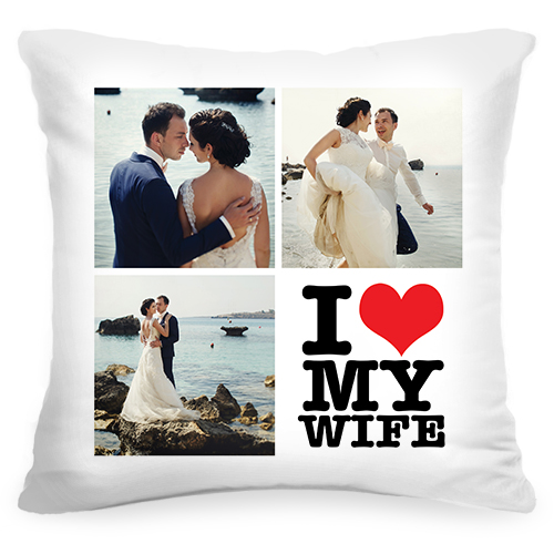 Подушка с Вашим фото «I love my wife» - фото