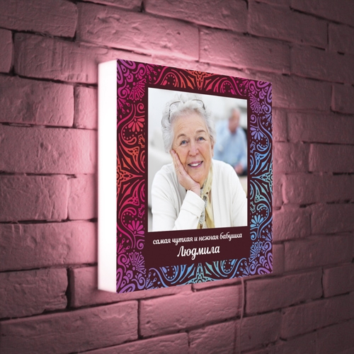 Светильник с Вашим фото и текстом «Самая чуткая и нежная бабушка» - фото