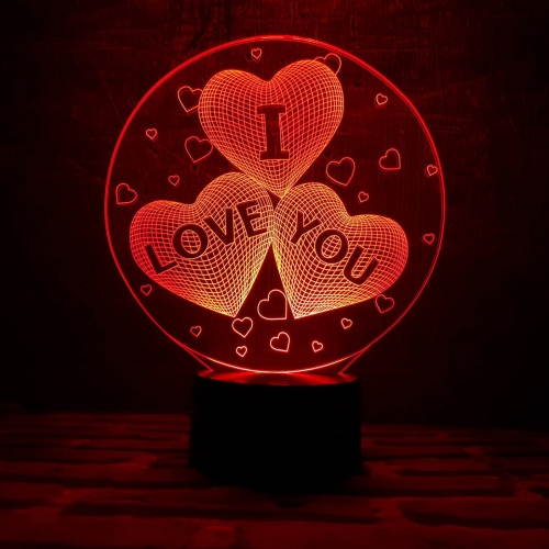 3D светильник «Три сердца I LOVE YOU» - фото