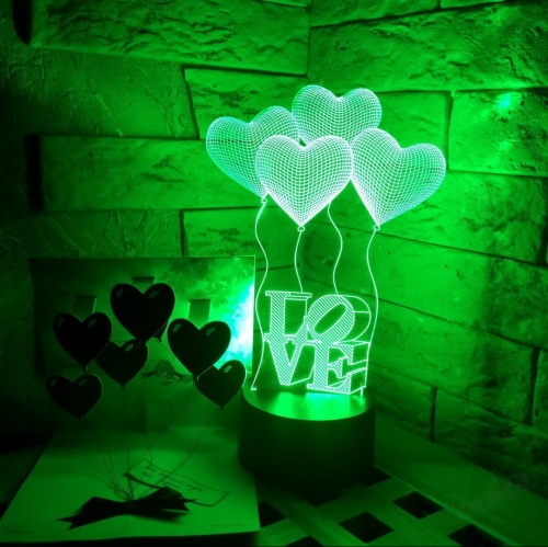 3D светильник «Шарики сердечки LOVE» - фото