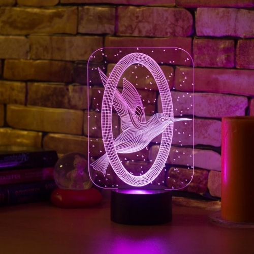 3D светильник «Колибри и кольцо» - фото