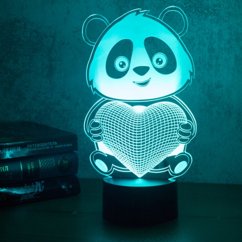 3D светильник «Панда с сердцем» - фото