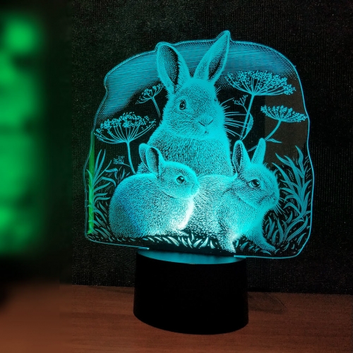 3D светильник «Кроличья семейка» - фото