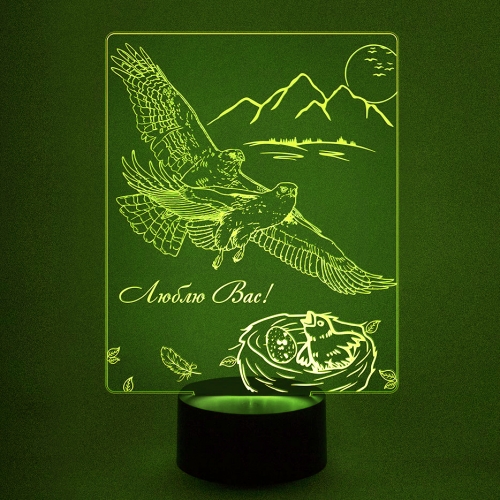 3D светильник С Вашим текстом «Соколиная семья» - фото