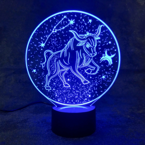 3D светильник со знаком зодиака «Телец» - фото