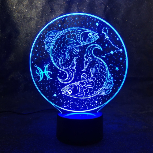 3D светильник со знаком зодиака «Рыбы» - фото