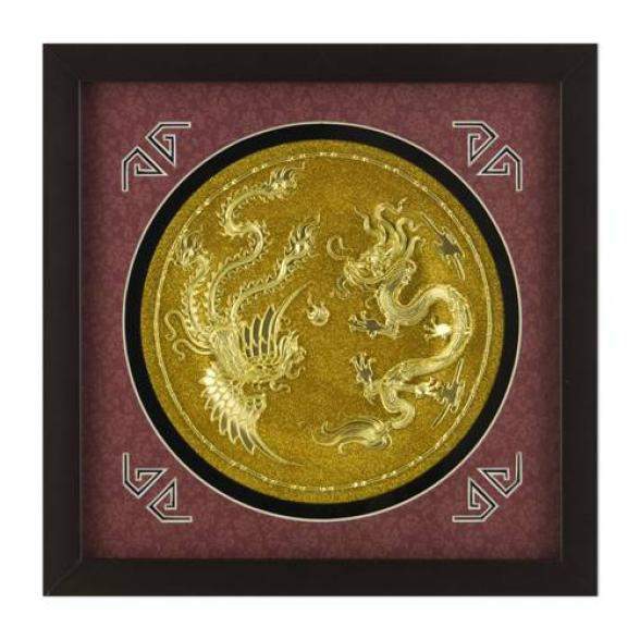 Картина Золотая тарелочка дракон и феникс XMS-2192 KNP-XMS-2192 - фото