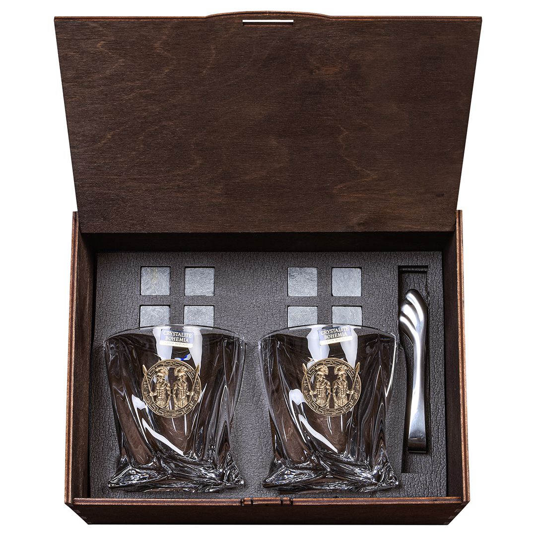 Набор из 2х бокалов для виски Квадро с накладкой Близнецы, упаковка Mr Whiskey, KGP-10059530 - фото