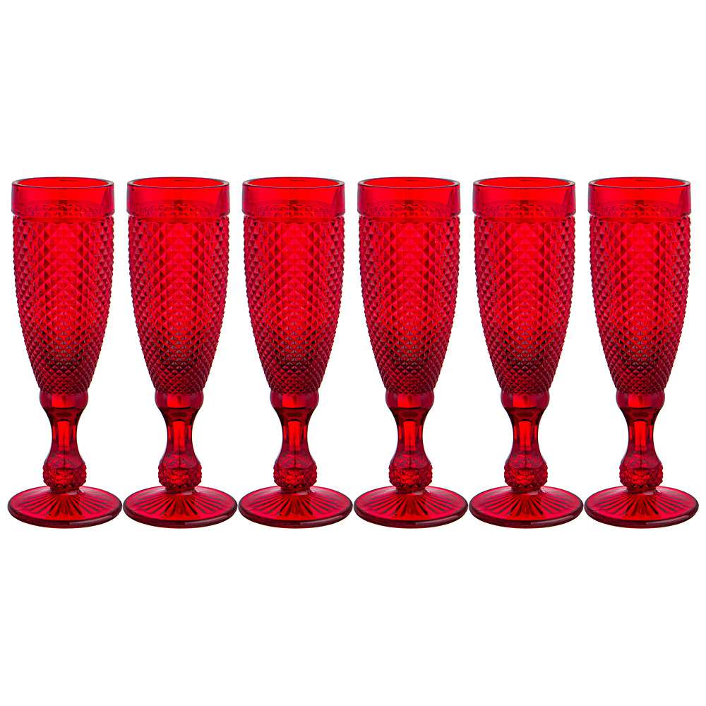 Набор бокалов для шампанского гранат из 6шт. Серия muza color 150мл. / в=20 см KSG-781-155 - фото