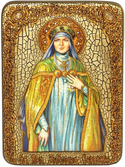Аналойная икона Святая преподобная Ангелина Сербская на мореном дубе 999-RTI-572m - фото