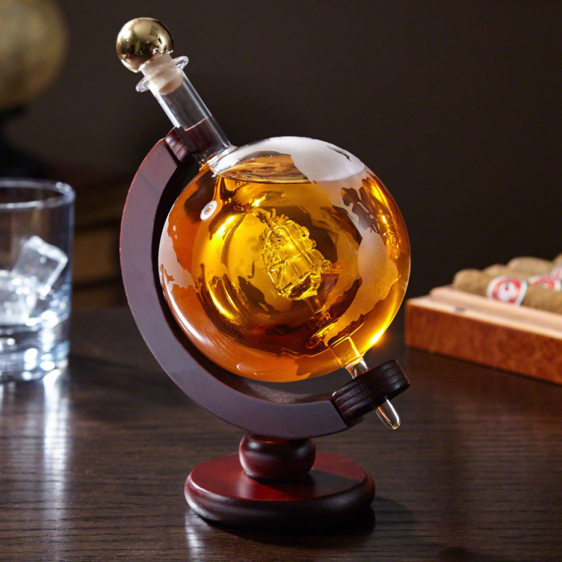 Штоф для крепких напитков Globe с Кораблём XL (стекло) - фото