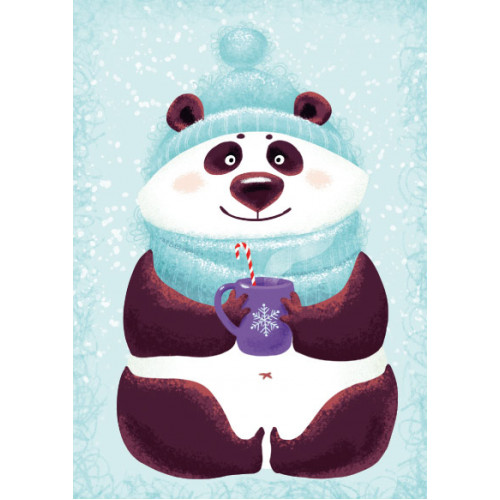 Авторская открытка Winter panda - фото