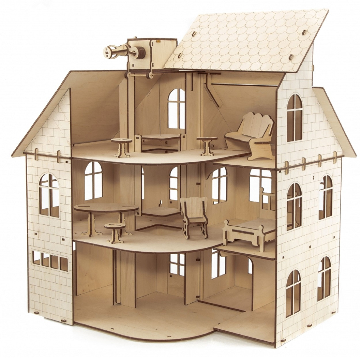Сборная модель из дерева 3D EWA «Кукольный дом с лифтом» - фото