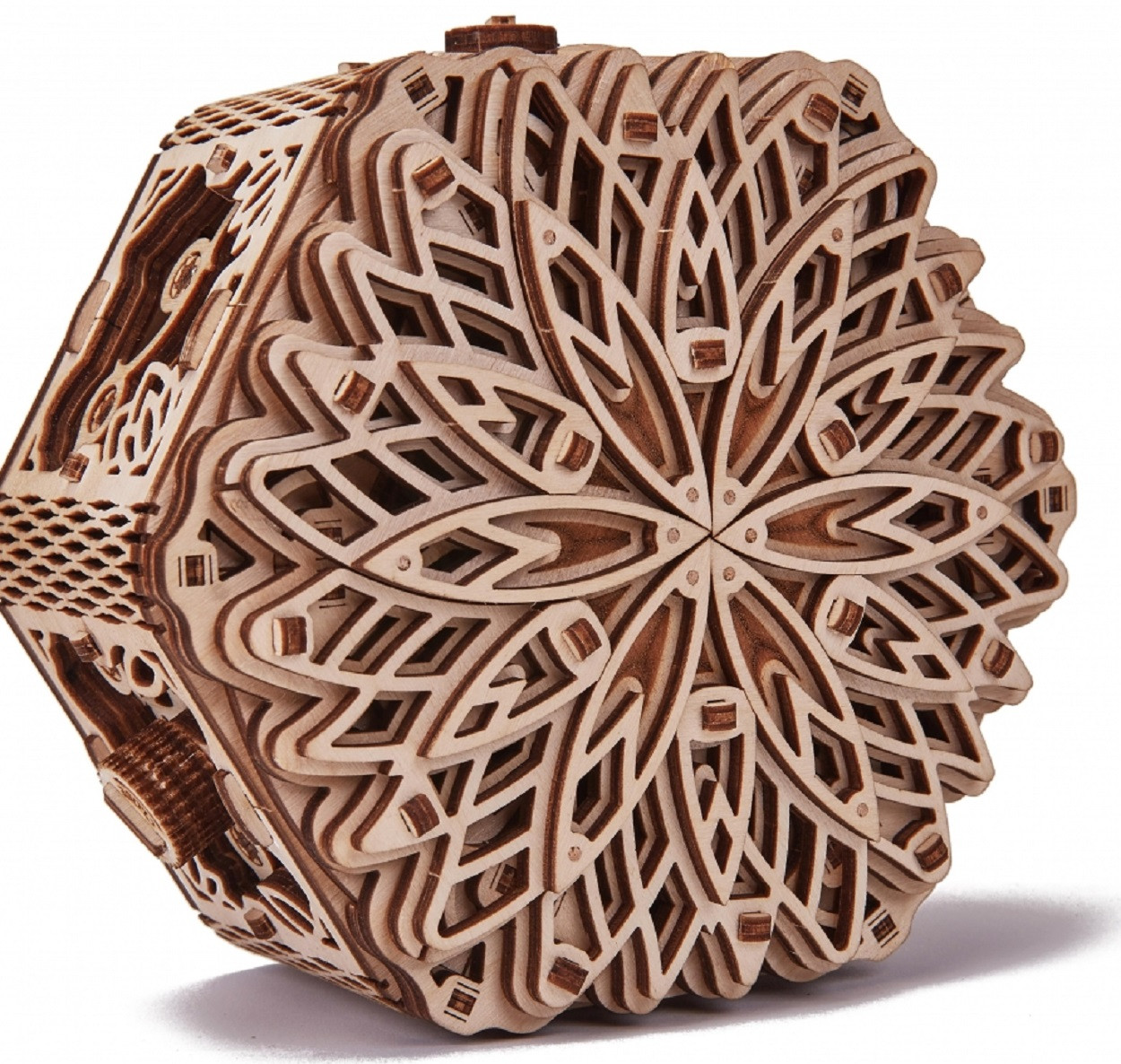 Механическая шкатулка из дерева Wood Trick «Таинственный цветок» - фото