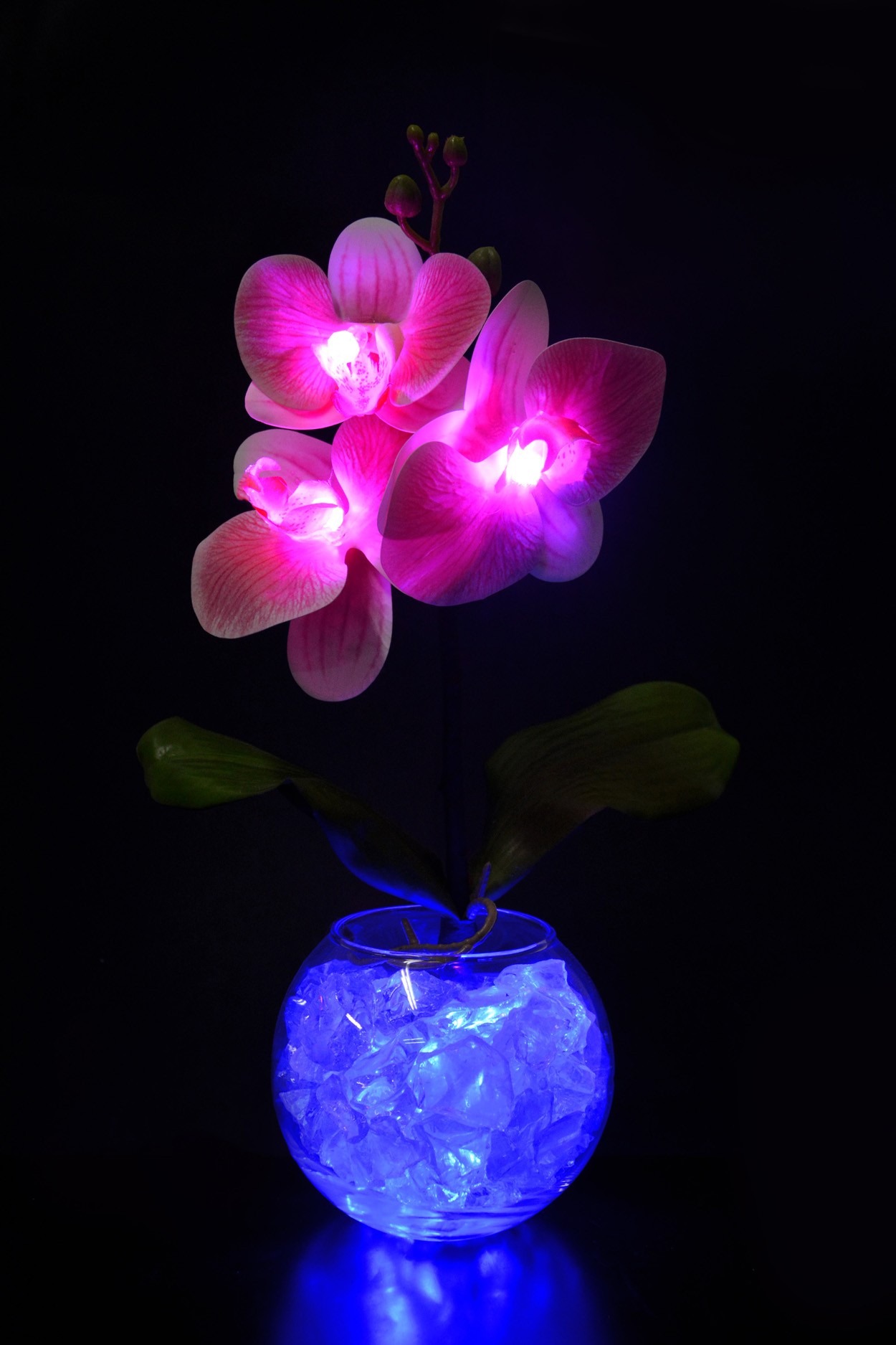 Ночник Орхидея розовый(син) 3 цветка - фото