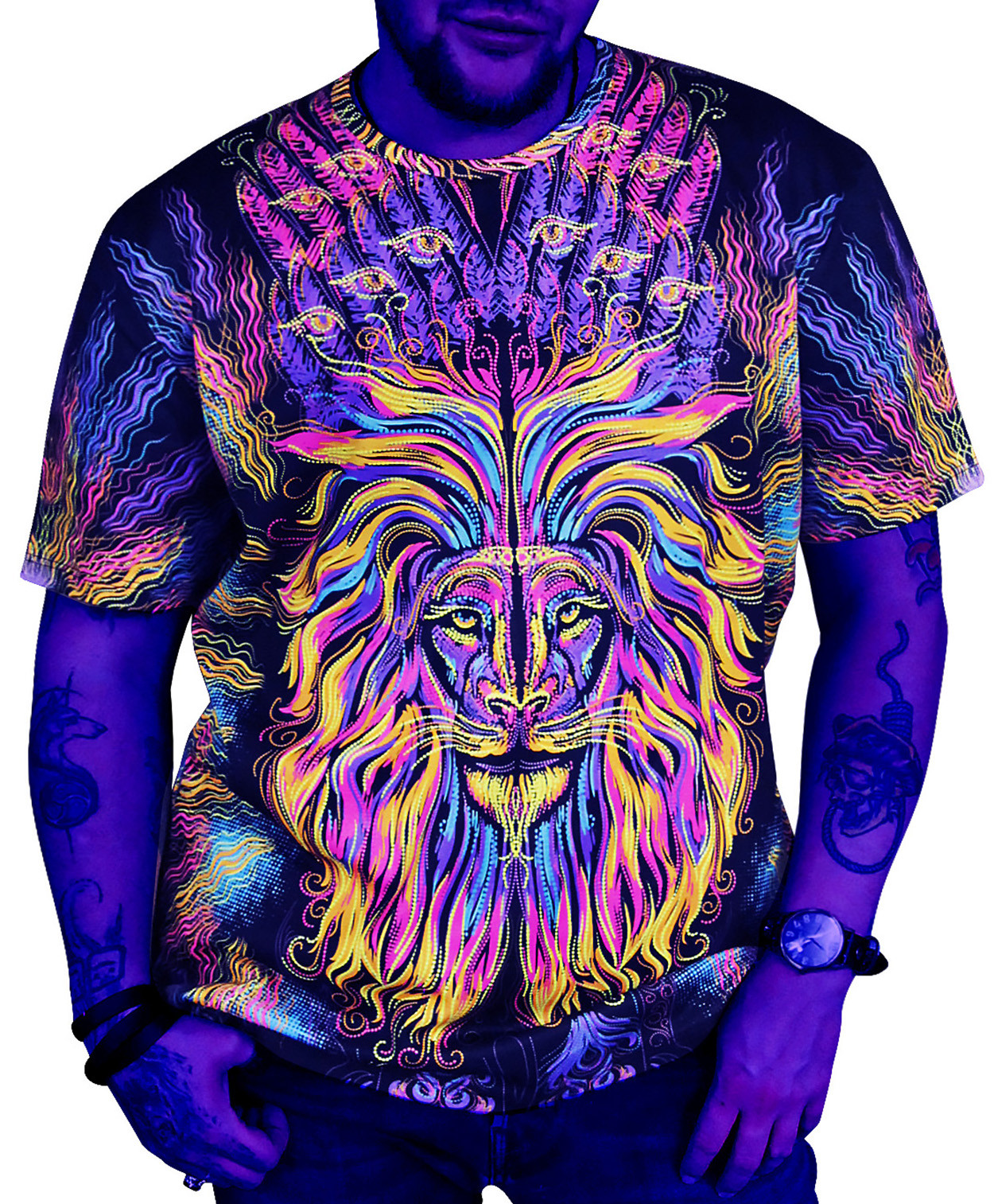 Флуоресцентная «Неоновая» Футболка XXL «Sacrament Lion» Unisex - фото