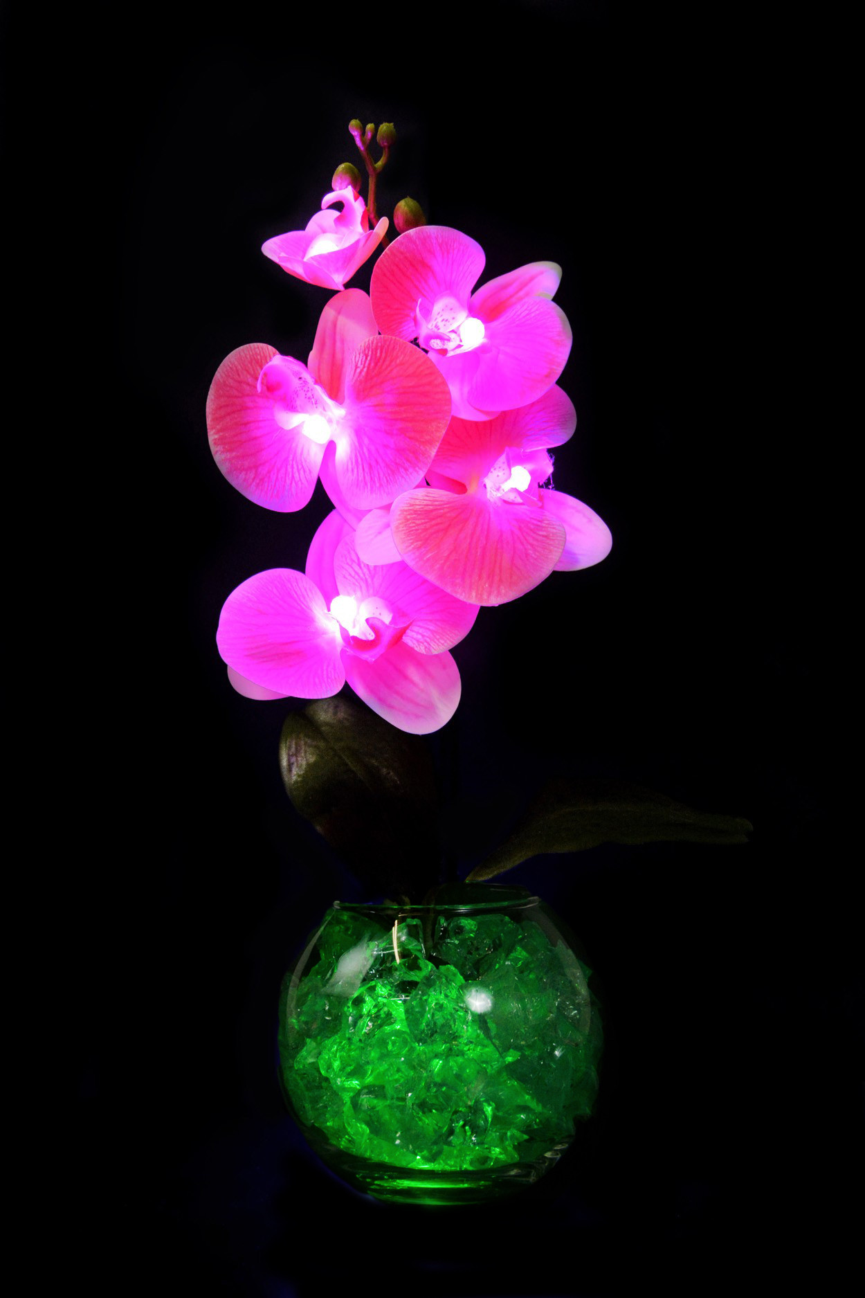 Светильник Орхидея Розовая (зел) 5 цветков - фото
