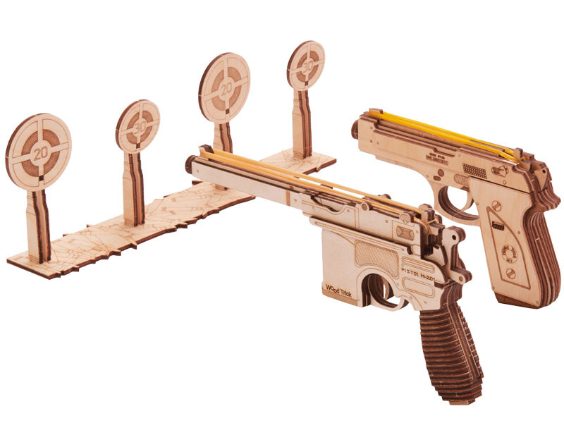 Механический 3D-пазл из дерева Wood Trick Набор пистолетов - фото