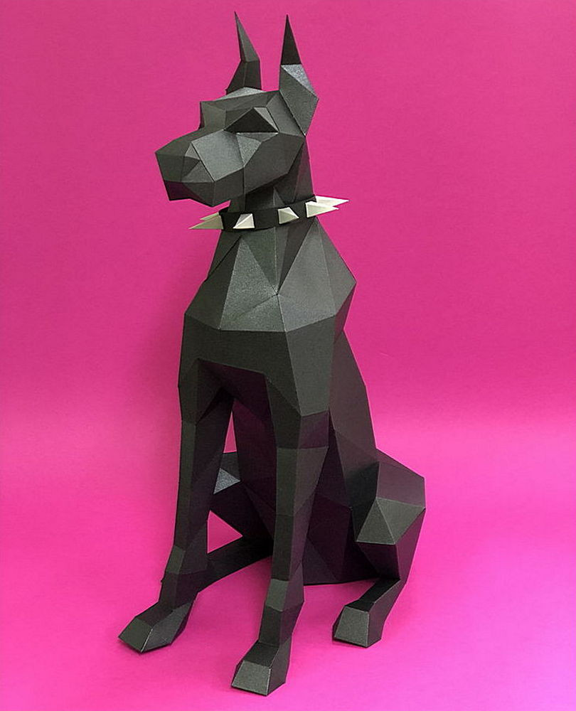 3D Фигура Доберман, черный, набор для творчества - фото