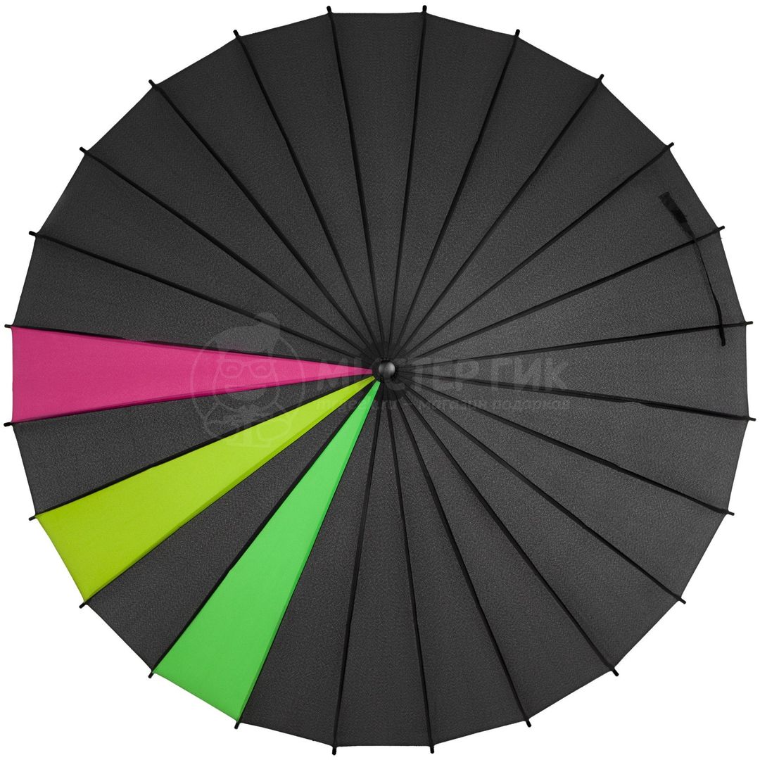 Зонт-трость Спектр (черный неон) - фото