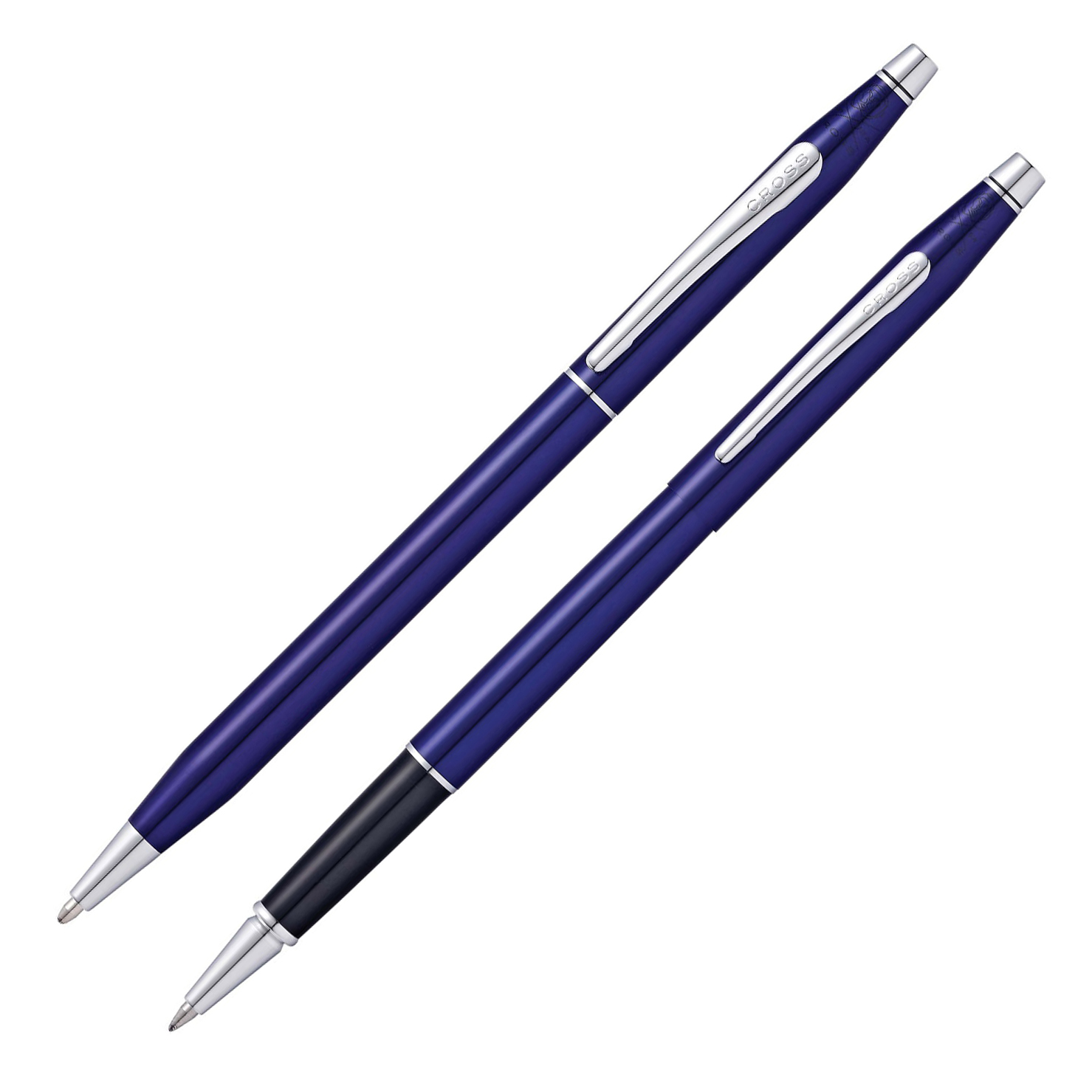 Набор подарочный Cross Classic Century - Translucent Blue Lacquer, шариковая ручка + ручка-роллер - фото
