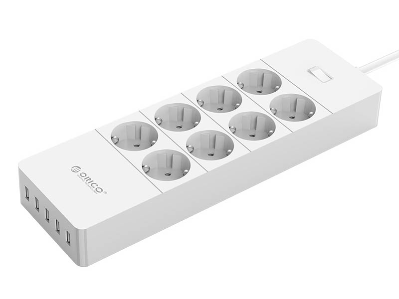 Сетевой фильтр Orico 8 Sockets 5xUSB 1.5m White HPC-8A5U - фото