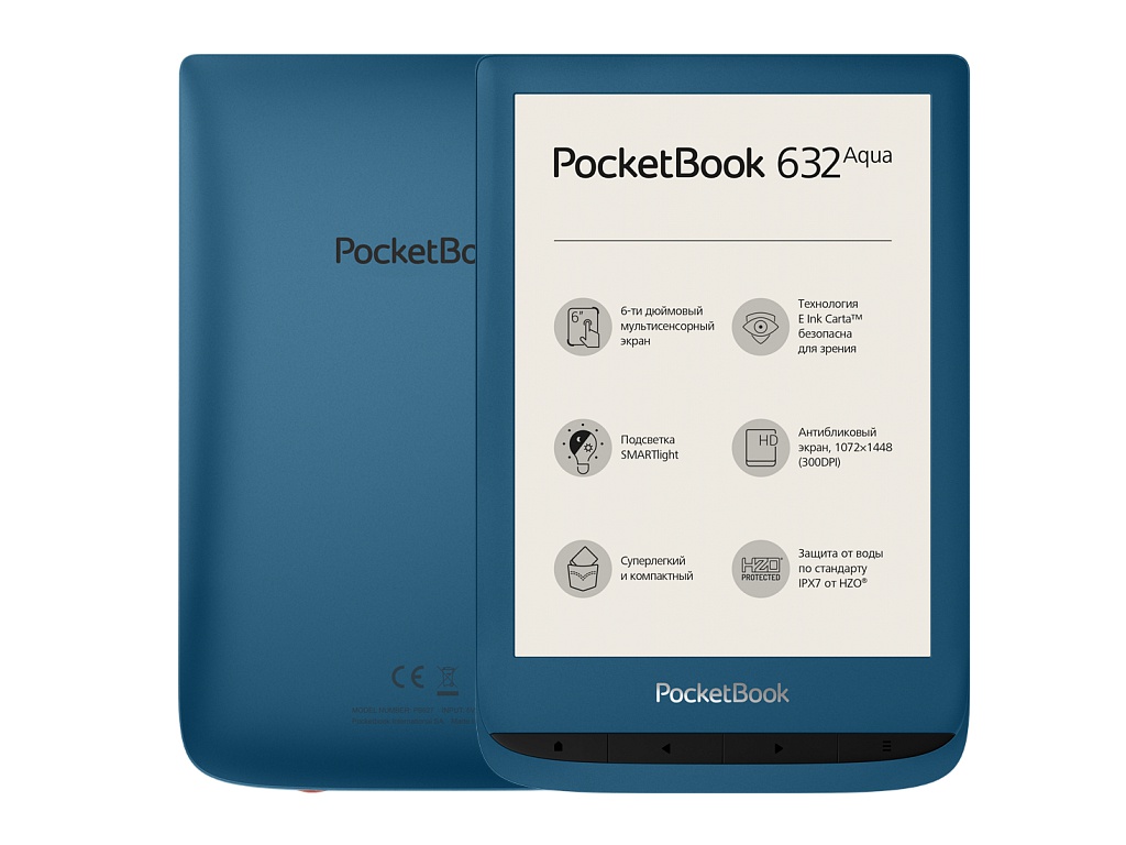 Электронная книга PocketBook 632 Aqua PB632-A-RU - фото