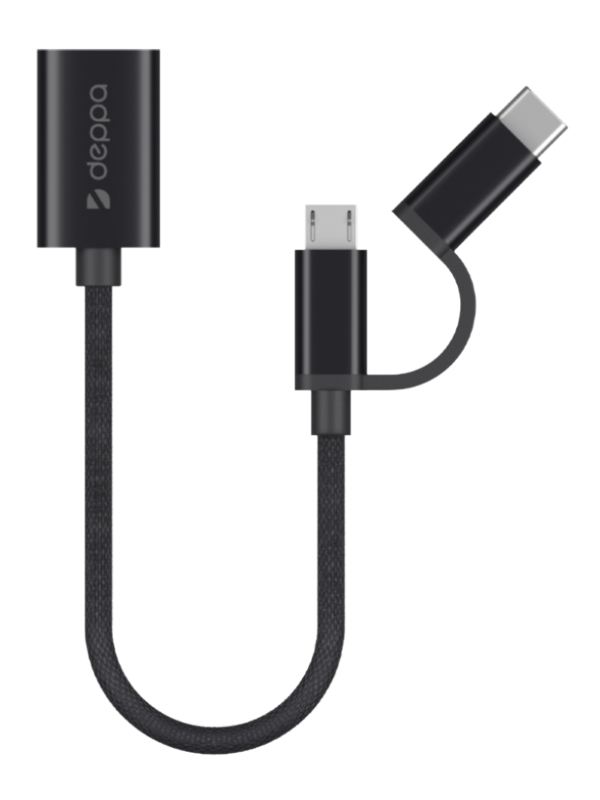 Deppa usb c. OTG адаптер deppa 72319. Кабель deppa OTG Black. Гыи с кфзмеры.