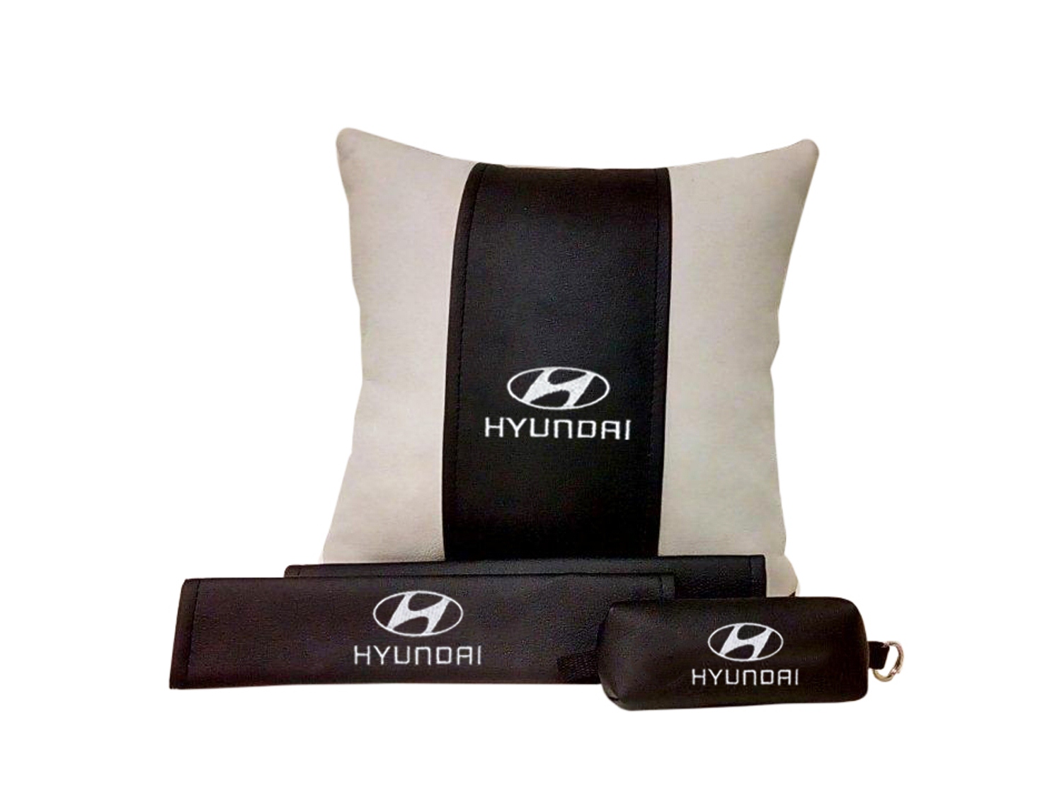 Подарочный набор HYUNDAI: подушка, ключница, накладки на ремень безопасности - фото