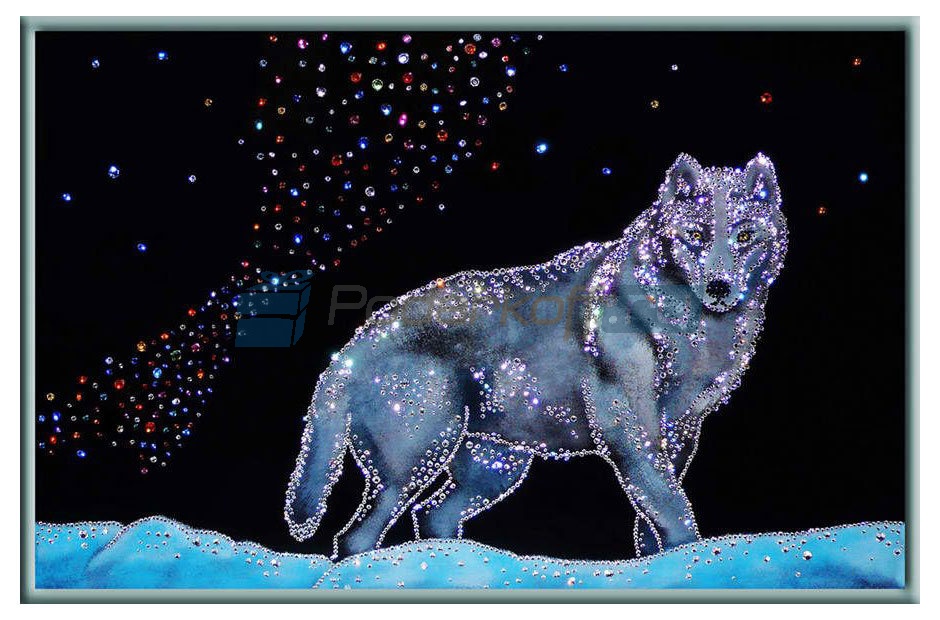 Картина с кристаллами Swarovski Северный волк - фото