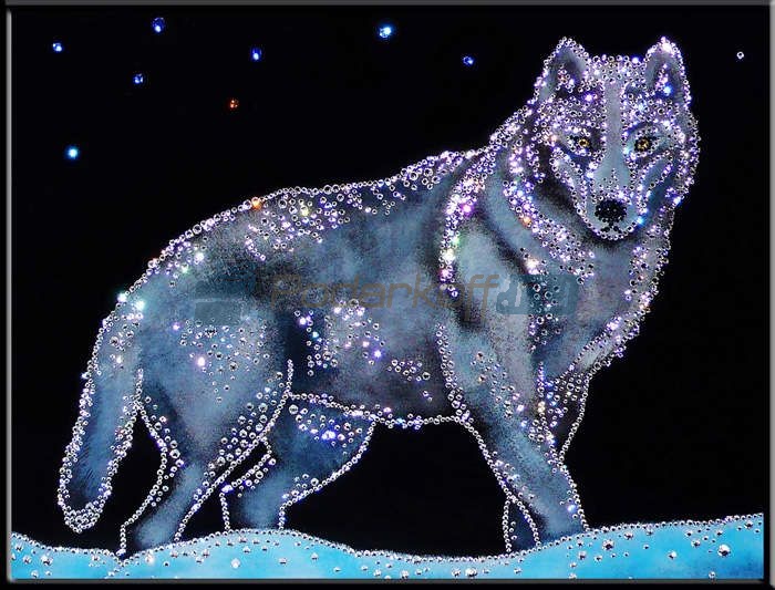 Картина с кристаллами Swarovski Волк - фото