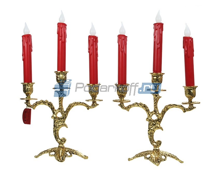 Канделябр Лепестки на 3 свечи, цвет золото - фото