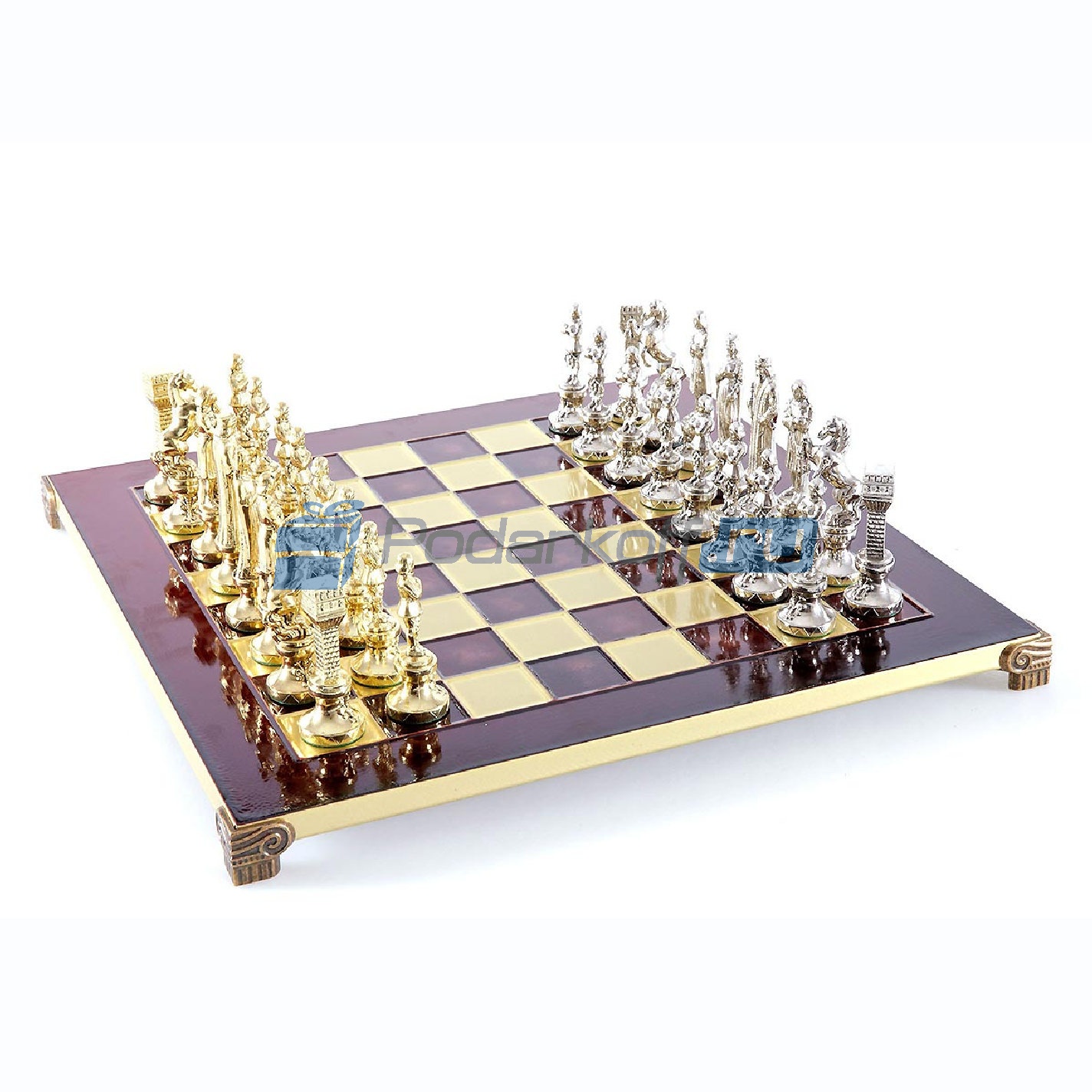 Шахматы Эпоха возрождения в кейсе (красная доска), средние - фото