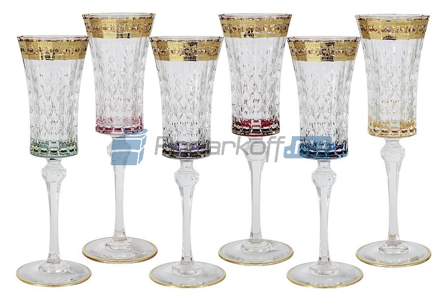 Набор: 6 бокалов для шампанского Цветная Флоренция - фото
