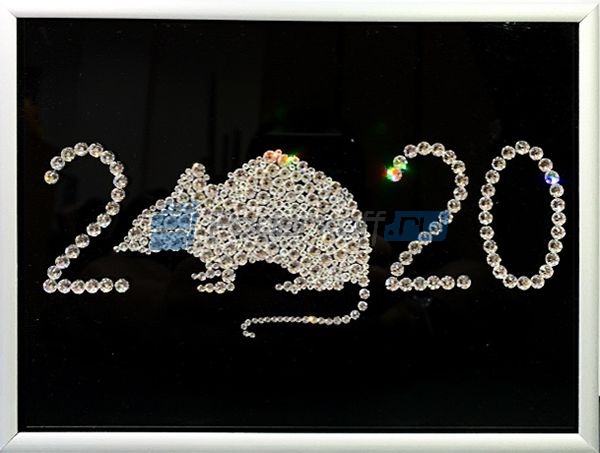Картина с кристаллами Swarovski Мышь 2020 года - фото