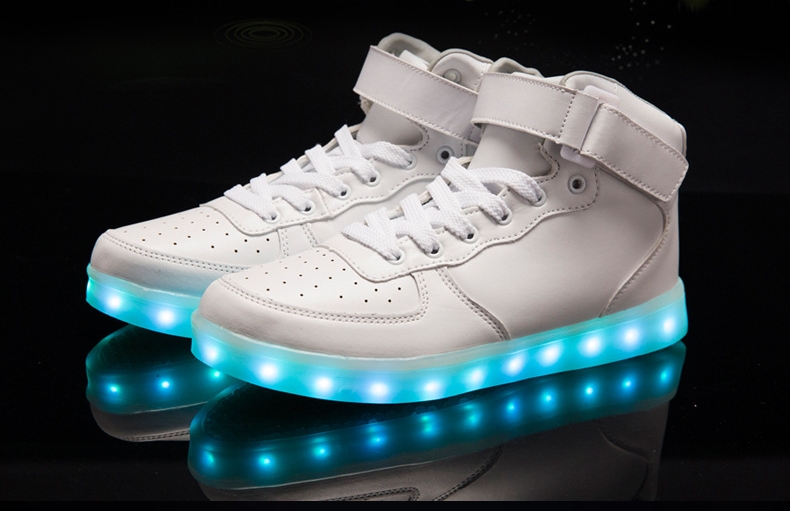 Светящиеся LED кроссовки белые с высоким подъемом (белые, 39 размер ...