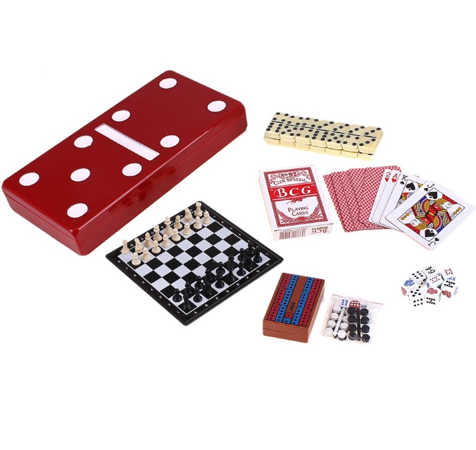шашки, шахматы, домино, карты, кости. домино. набор игр "6 в 1" в сундуке merchant ambassador. комплект настольных игр. набор настольных игр.